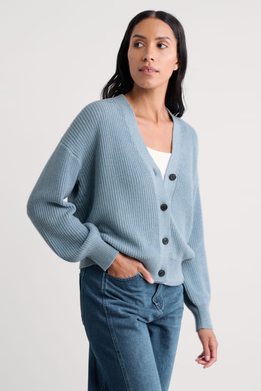 slingrande bäck ekologisk bomull stickad cardigan