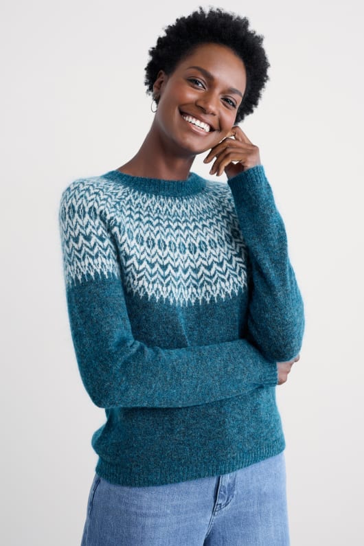 gran frost mohair-blandning fair isle jumper