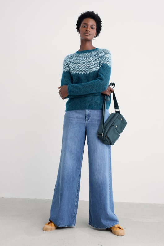 gran frost mohair-blandning fair isle jumper