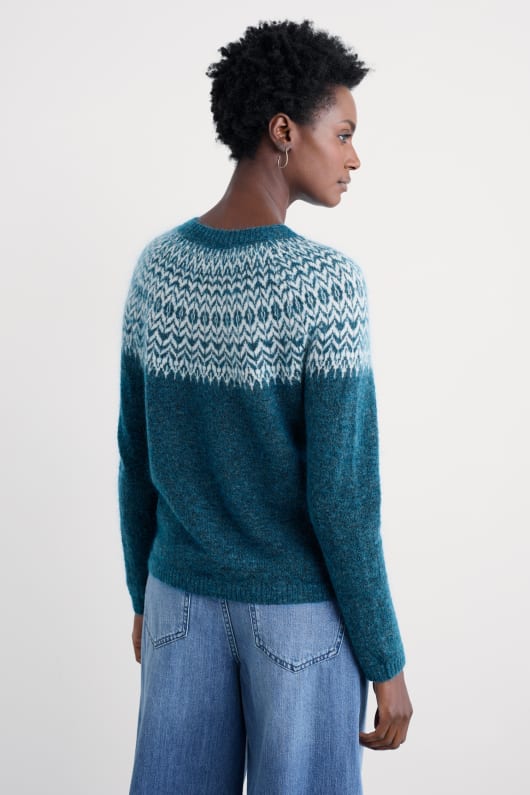 gran frost mohair-blandning fair isle jumper