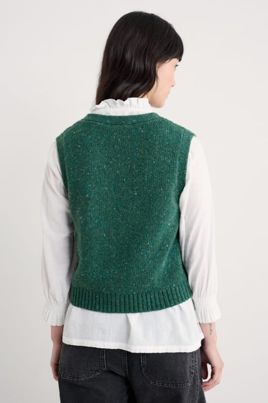 pendouer v-neck-knappen upp stickad väst
