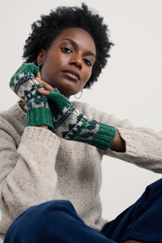 dag moon fair isle fingerless handskar